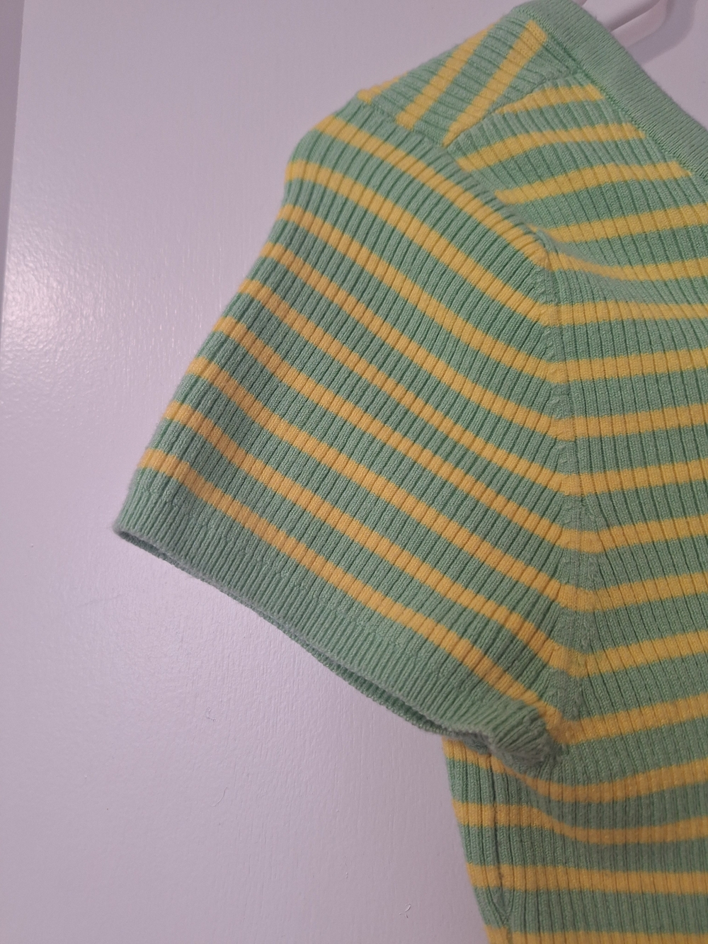 Urban Outfitters BDG Green & Yellow Striped Lace-Up Ribbed Crop Top - Picture 3 of 6